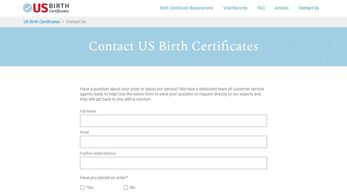 Contact Us - US Birth Certificates and Vital Records